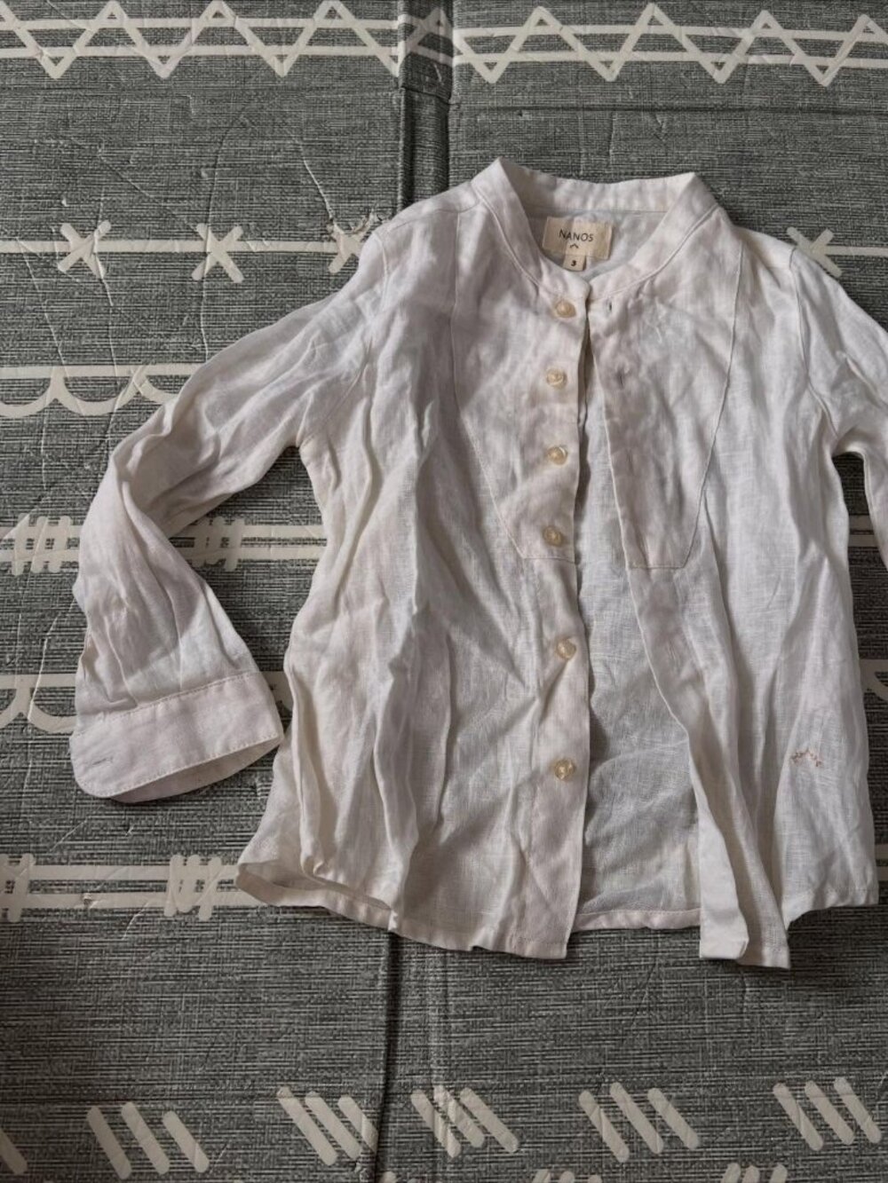 Nanos Linen White Button Up LS Shirt